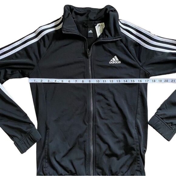 Adidas Classic Zip Up Long Sleeve Track Jacket Black & White 3 Stripe Size Small - Picture 8 of 13